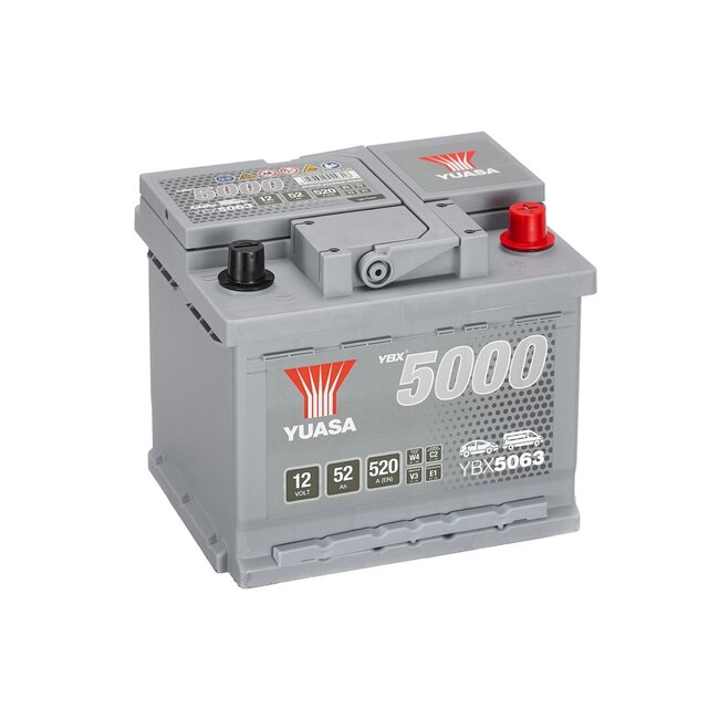 Yuasa YBX5063 12V 52Ah 520A Silver High Performance Accu