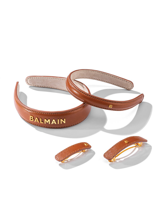 Riviera Haarband Small - Leather Headband - Cognac by BALMAIN