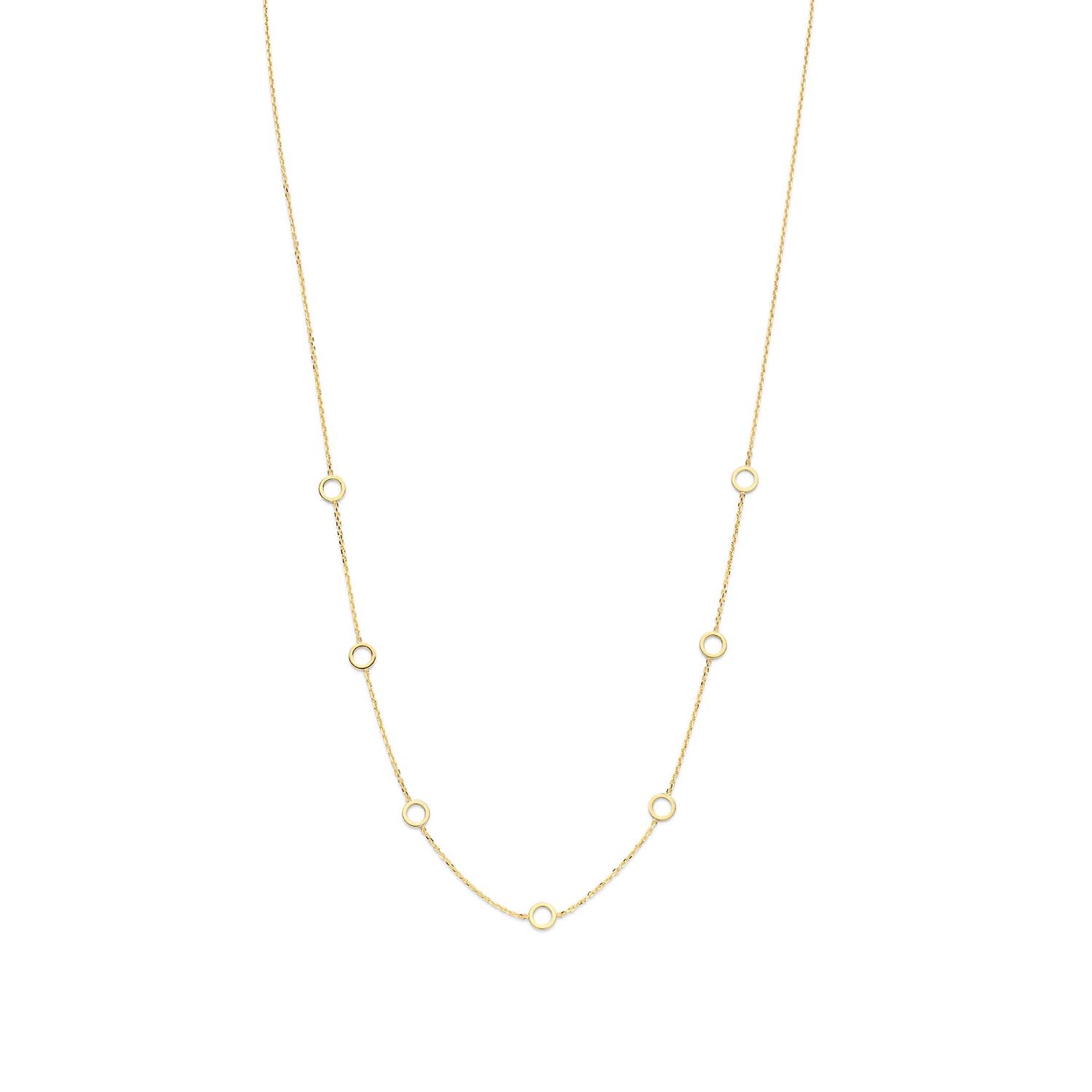 Long Circles ketting - 14 karaat goud