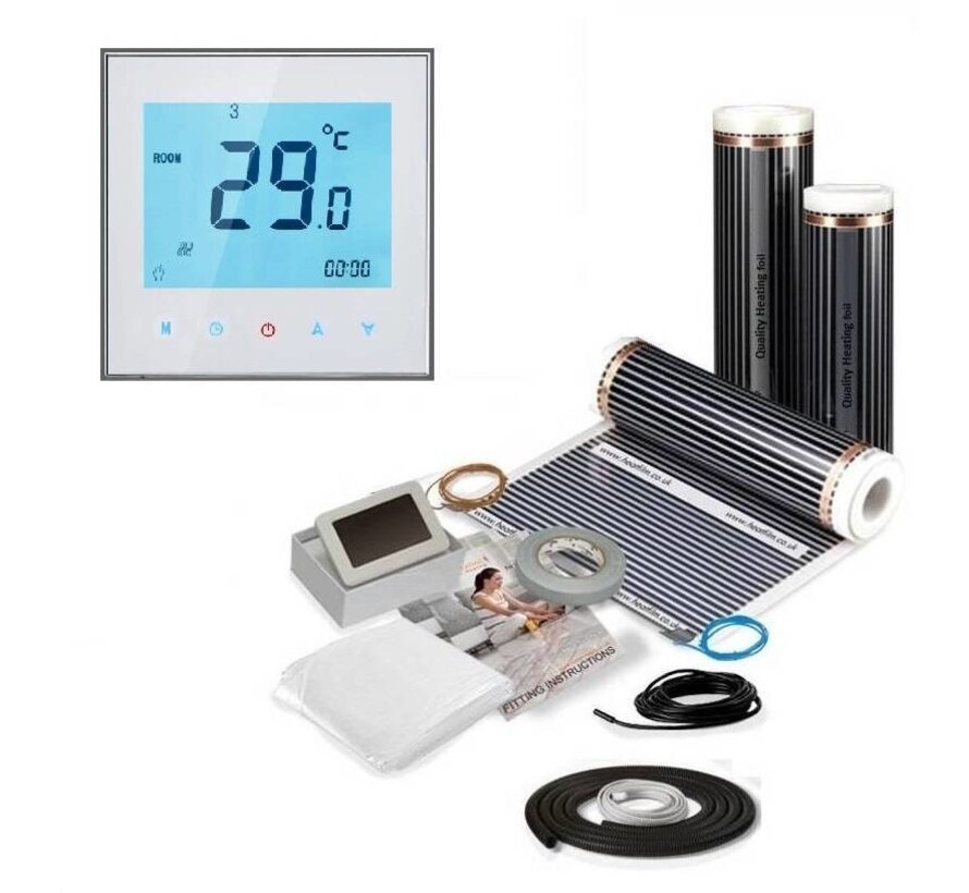 Vloerverwarming folie set inclusief touch screen thermostaat