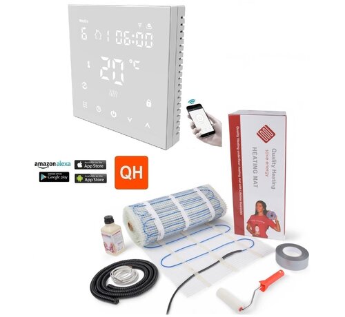 100 Watt elektrische vloerverwarming mat set inclusief Programmeerbare Wifi prf-79 thermostaat