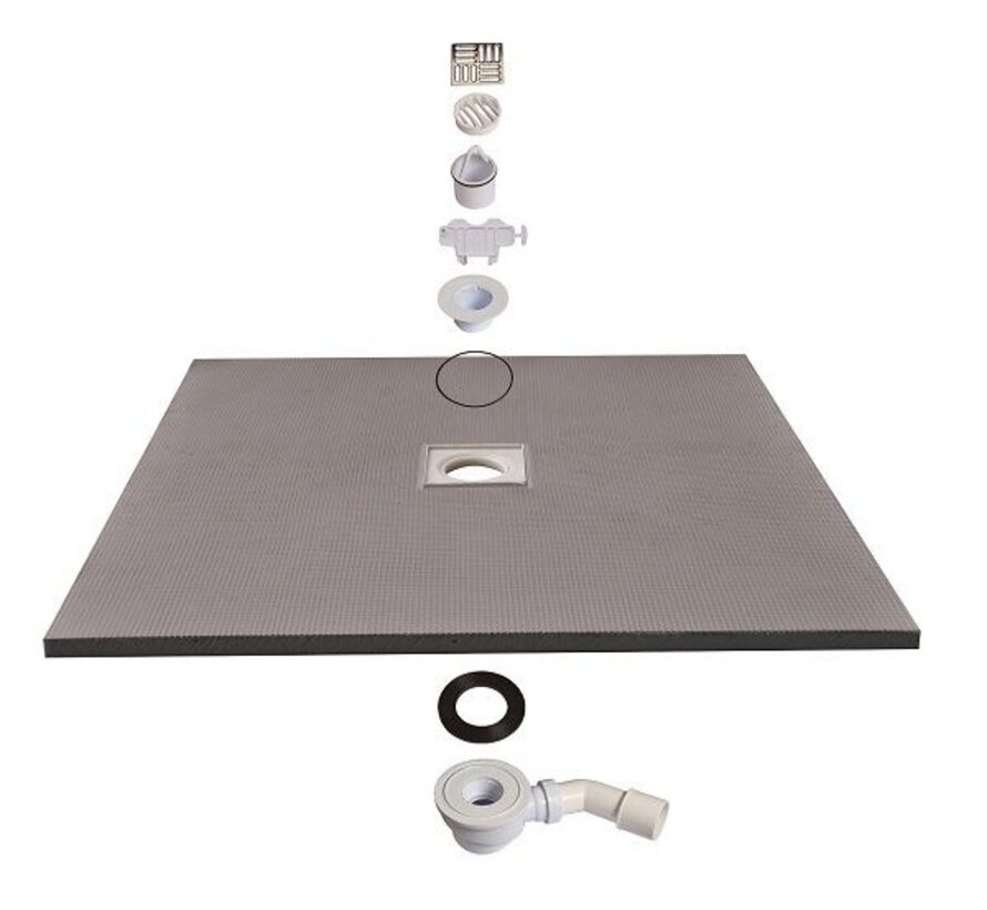 QualityHeating 800 x 800 20mm Center douchebakken set