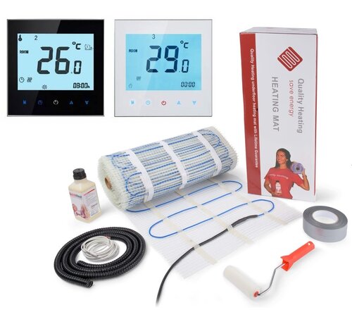 200 Watt mat set inclusief Soft Touch 7-Daags Programmeerbare thermostaat