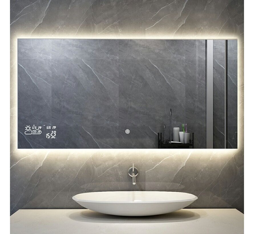 Spiegel met Wifi, tijd en infrarood verwarming 60 x 120 cm 500 Watt