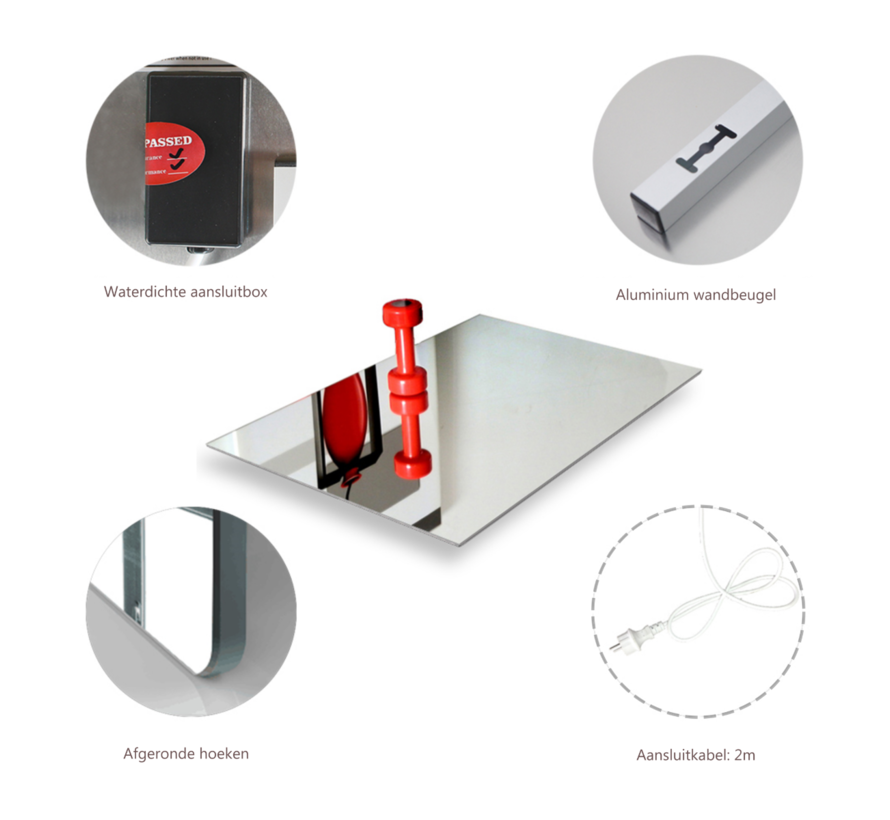 Spiegel infrarood verwarming met led verlichting 60 x 80 cm 450Watt