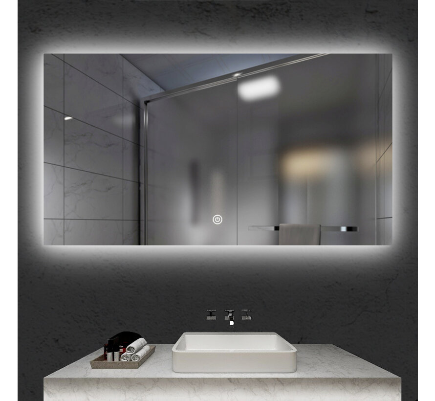 Spiegel frameloos met led, anticondens 60 x 120 cm