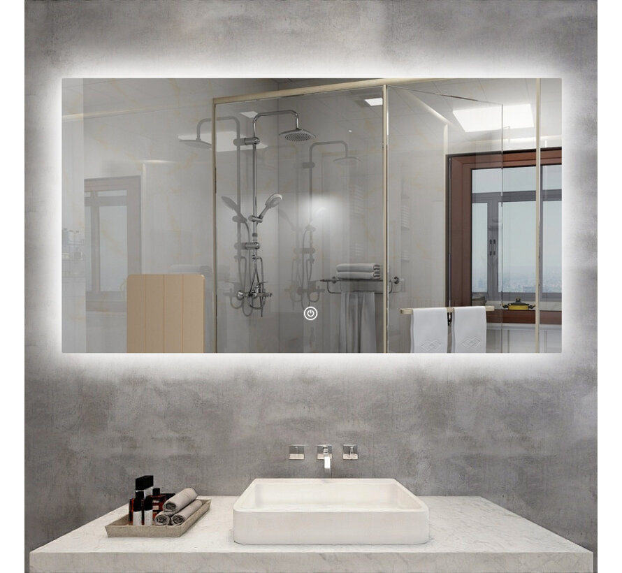 Spiegel frameloos met led, anticondens 60 x 100 cm