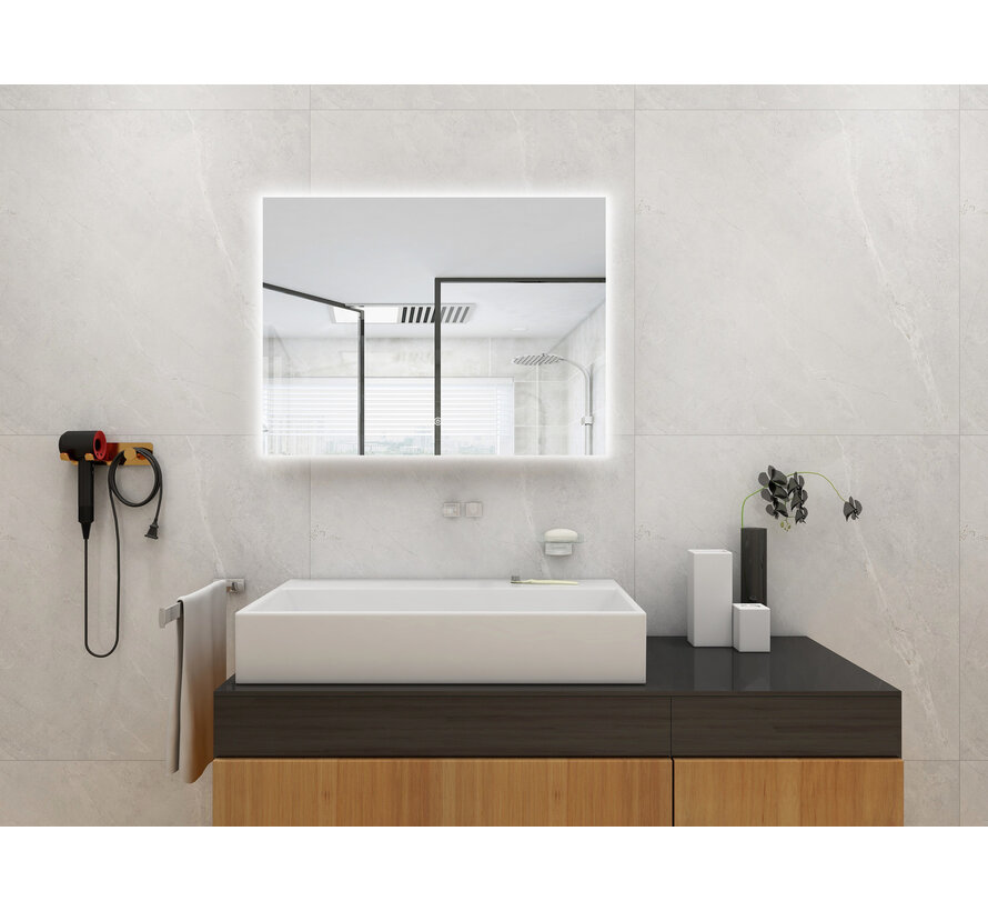Spiegel frameloos met led, anticondens 75 x 120 cm
