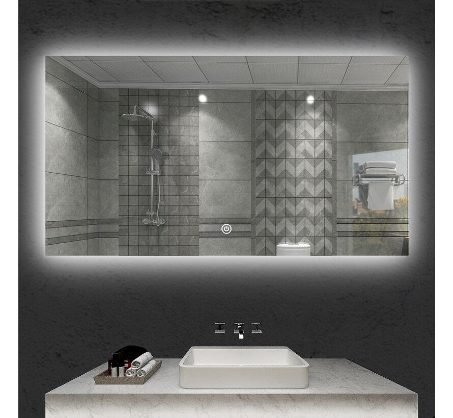 Spiegel frameloos met led, anticondens 60 x 60 cm