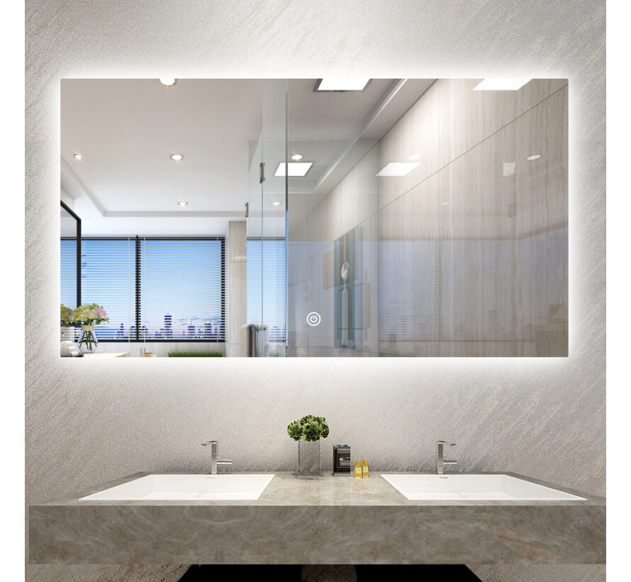 Spiegel frameloos met led, anticondens 60 x 60 cm