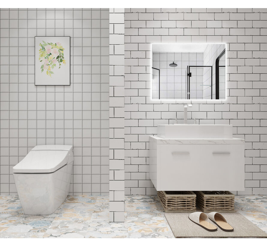 Spiegel frameloos met led, anticondens 60 x 60 cm