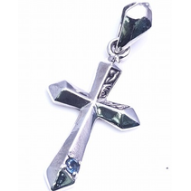 GOOD VIBRATIONS CROSS WITH  BLUE TOPAZ