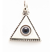 SILVER TRIANGLE WITH BLUE EYE PENDANT BY  GOOD VIBRATIONS