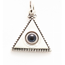 SILVER TRIANGLE WITH BLUE EYE PENDANT BY  GOOD VIBRATIONS