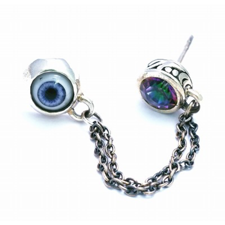 GOOD VIBRATIONS DARK ZIRCON AND EYE DOUBLE STUD