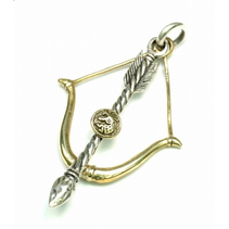 BOW AND ARROW PENDANT IN SILVER WITH GOLD DETAILS BY GOOD VIBRATIONS