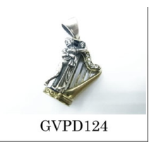 HARP PENDANT IN 925 SILVER WITH BRASS