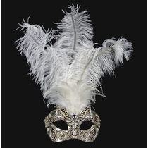 Colombina Piume Macramè Silver White feather