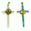 GOOD VIBRATIONS CROSS PENDANT SILVER WITH TURQUOISE INLAY BRASS DETAILS the humpbacked Flute Player, mythical Hopi symbol of fertility