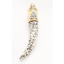 Engraved silver horn with gold detail all seeing eye PENDANT BY GOOD VIBRATIONS