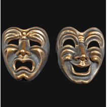 Commedia Tragedia Bronze  - set of 2