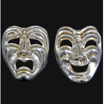 Commedia-Tragedia Silver Set of two
