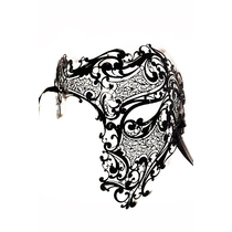 Black Phantom of the Opera Metal One Eye Mask velvet