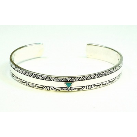 GOOD VIBRATIONS AZTEC BANGLE WITH TURQ TRIANGLE