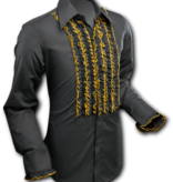 Pete Chenaski Chenaski Ruffle Mens Shirt Rusche Black (Gold Trim)