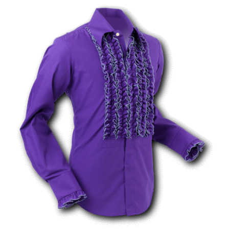 Pete Chenaski Chenaski Ruffle Mens Shirt Rusche  Purple (Grey Trim)