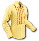 Pete Chenaski Chenaski Ruffle Mens Shirt Rusche Yellow (Bordeaux Trim)