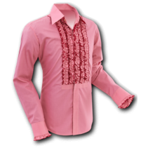 Chenaski Ruffle Mens Shirt Rusche  Old Rose (Red)