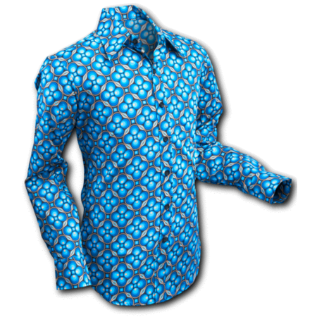 Pete Chenaski CHENASKI MENS SHIRT DOTS GRID BLACK & PETROL