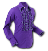 Pete Chenaski Chenaski Ruffle Mens Shirt Rusche  Purple (Grey Trim)