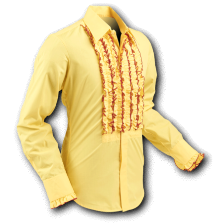 Pete Chenaski Chenaski Ruffle Mens Shirt Rusche Yellow (Bordeaux Trim)