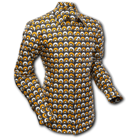 Pete Chenaski Chenaski Mens Shirt Eyeball Circles Black Yellow