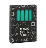 GREEN MAGIC SPELL CANDLES LUCK X12