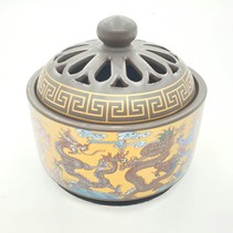 LUXURY RESIN BURNER - GOLD WITH DRAGONS