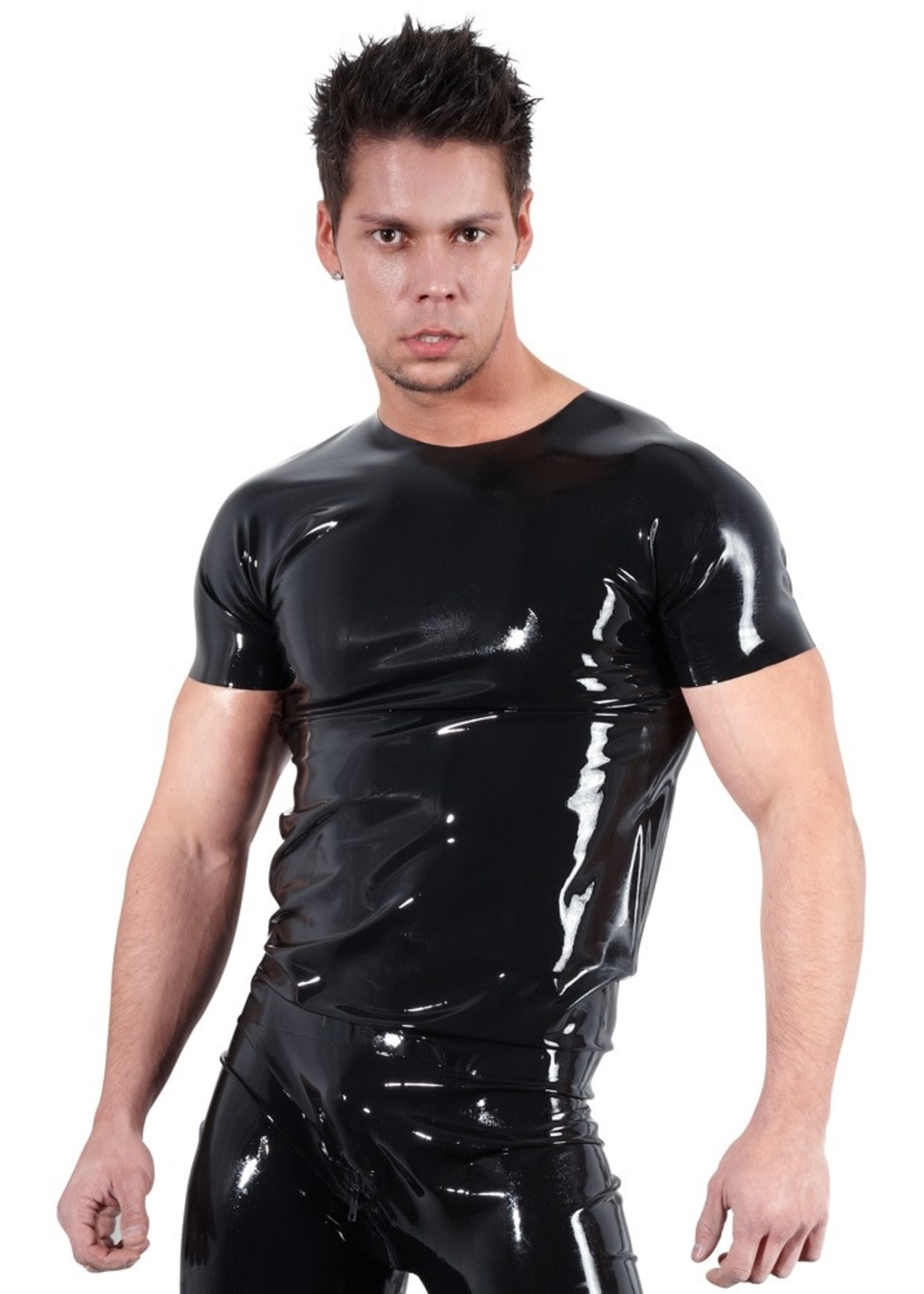 LATE X Latex mens T-shirt black