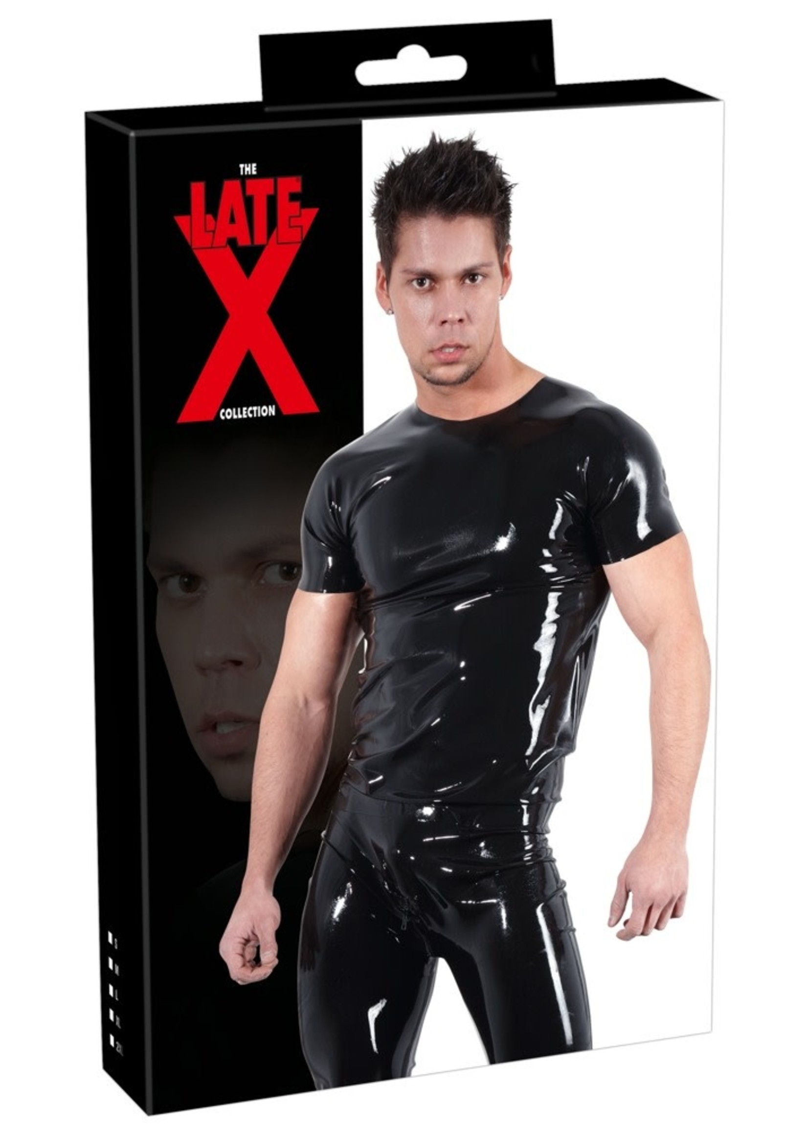 LATE X Latex mens T-shirt black