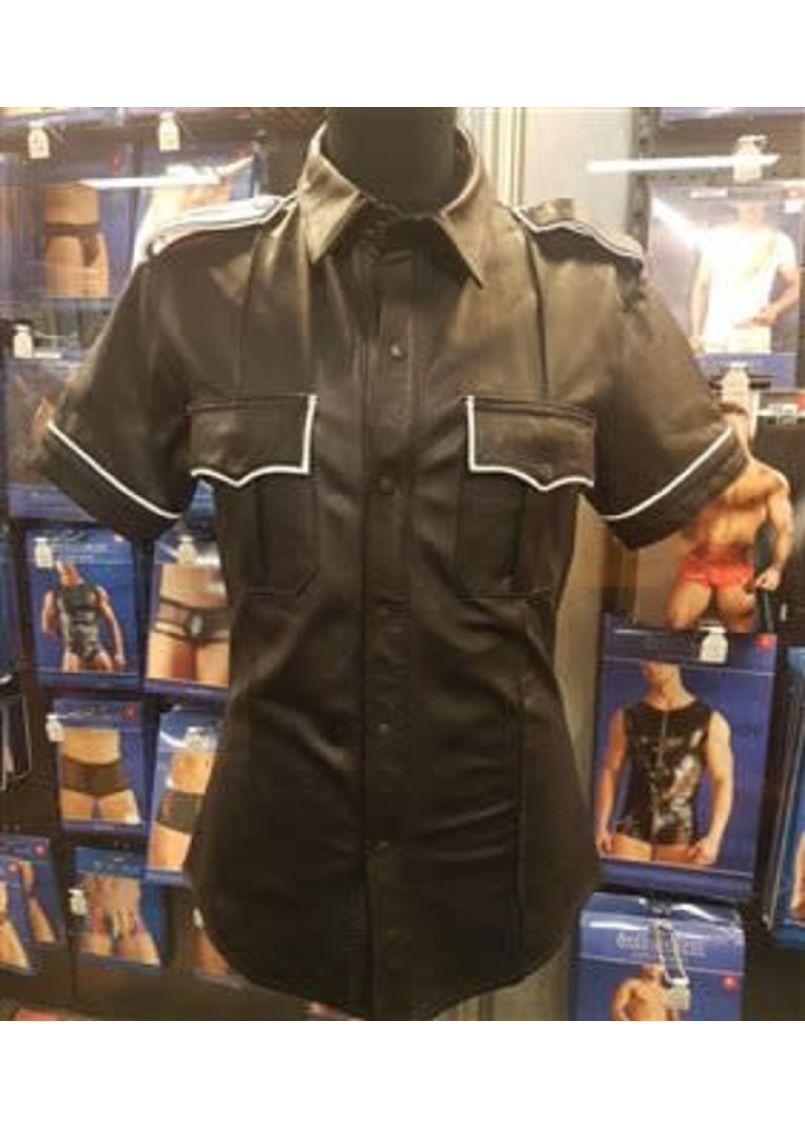 Leather uniform shirt black/white