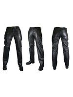 Leather jeans black