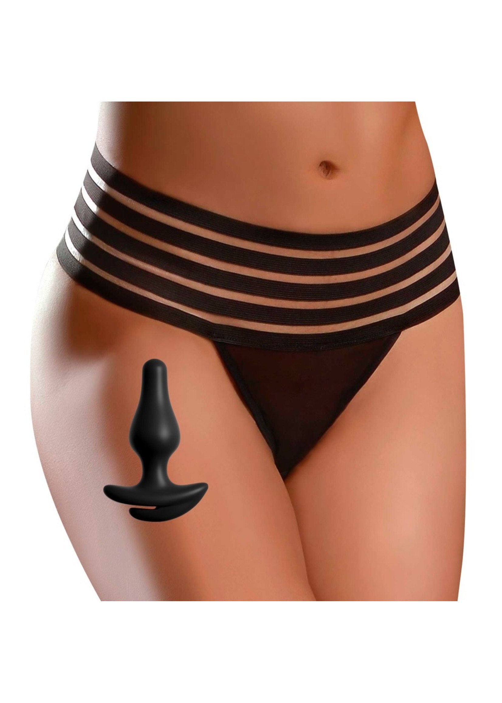 Panties with stimulating plug black OneSize