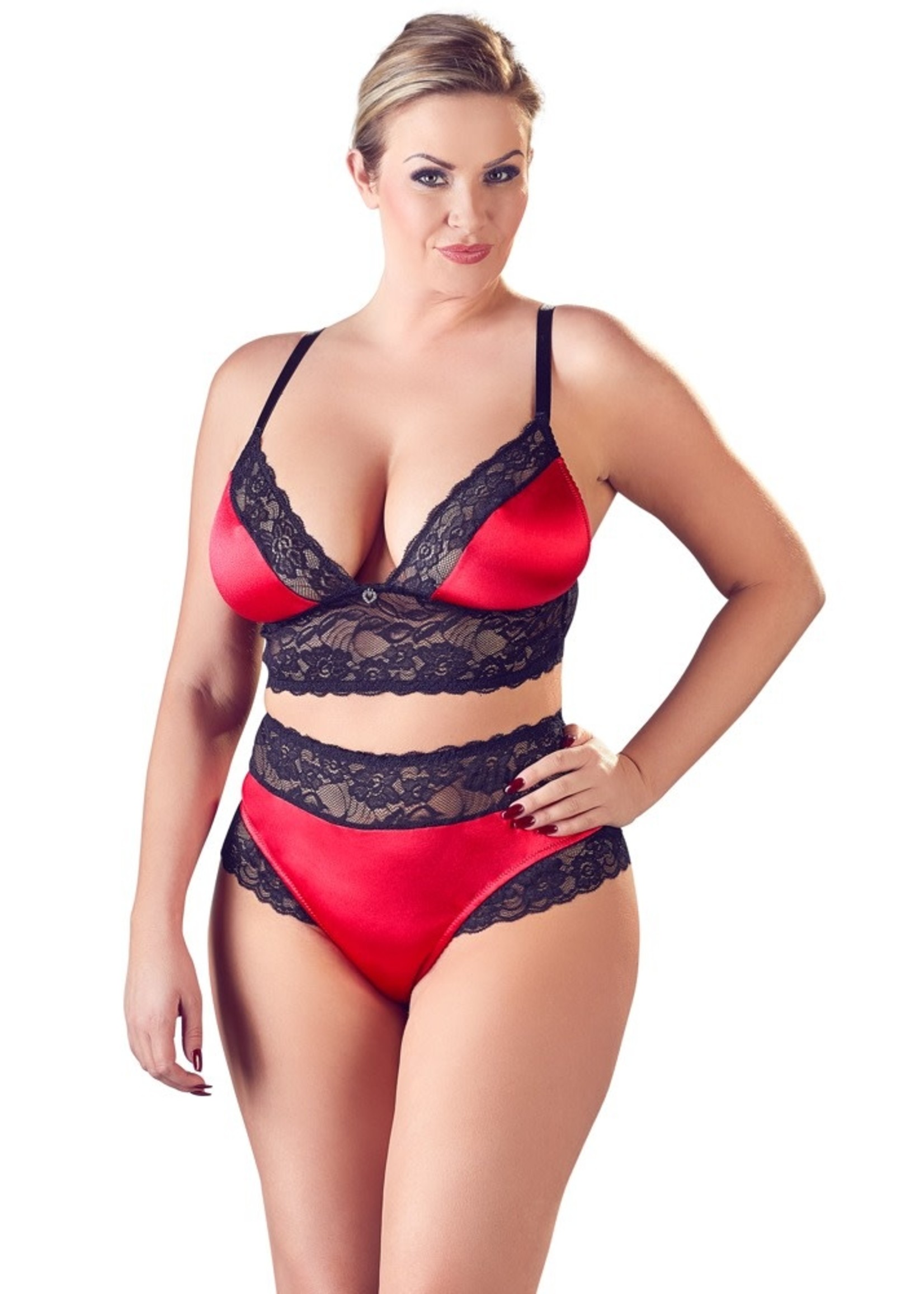 Cotteli Collection Curves Bra and G-string red black