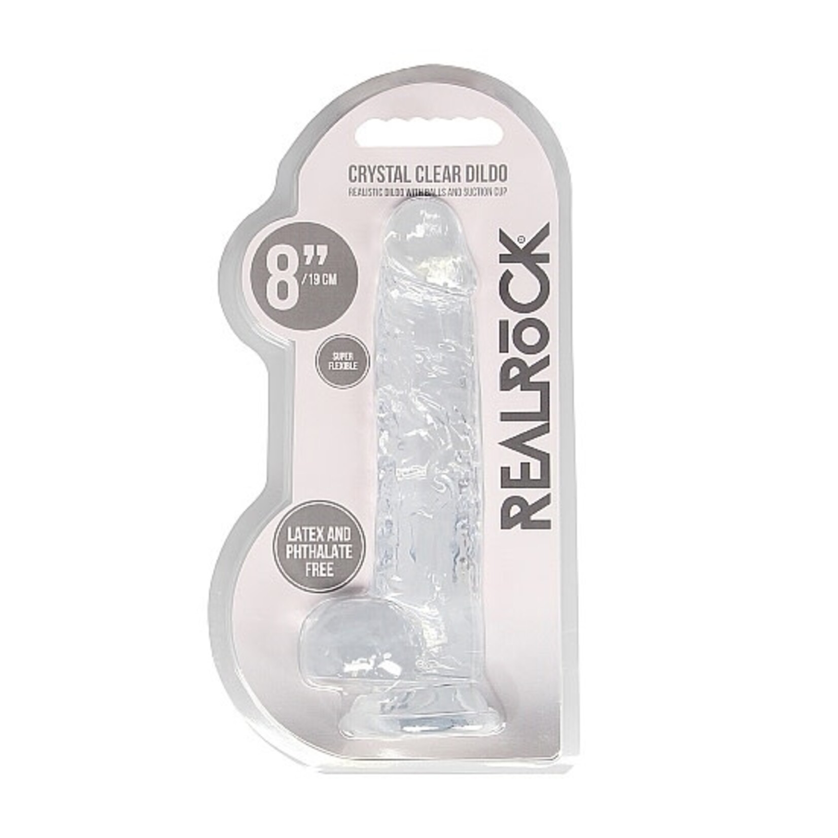 Realrock by Shots Realistic dildo with balls 8" transparent