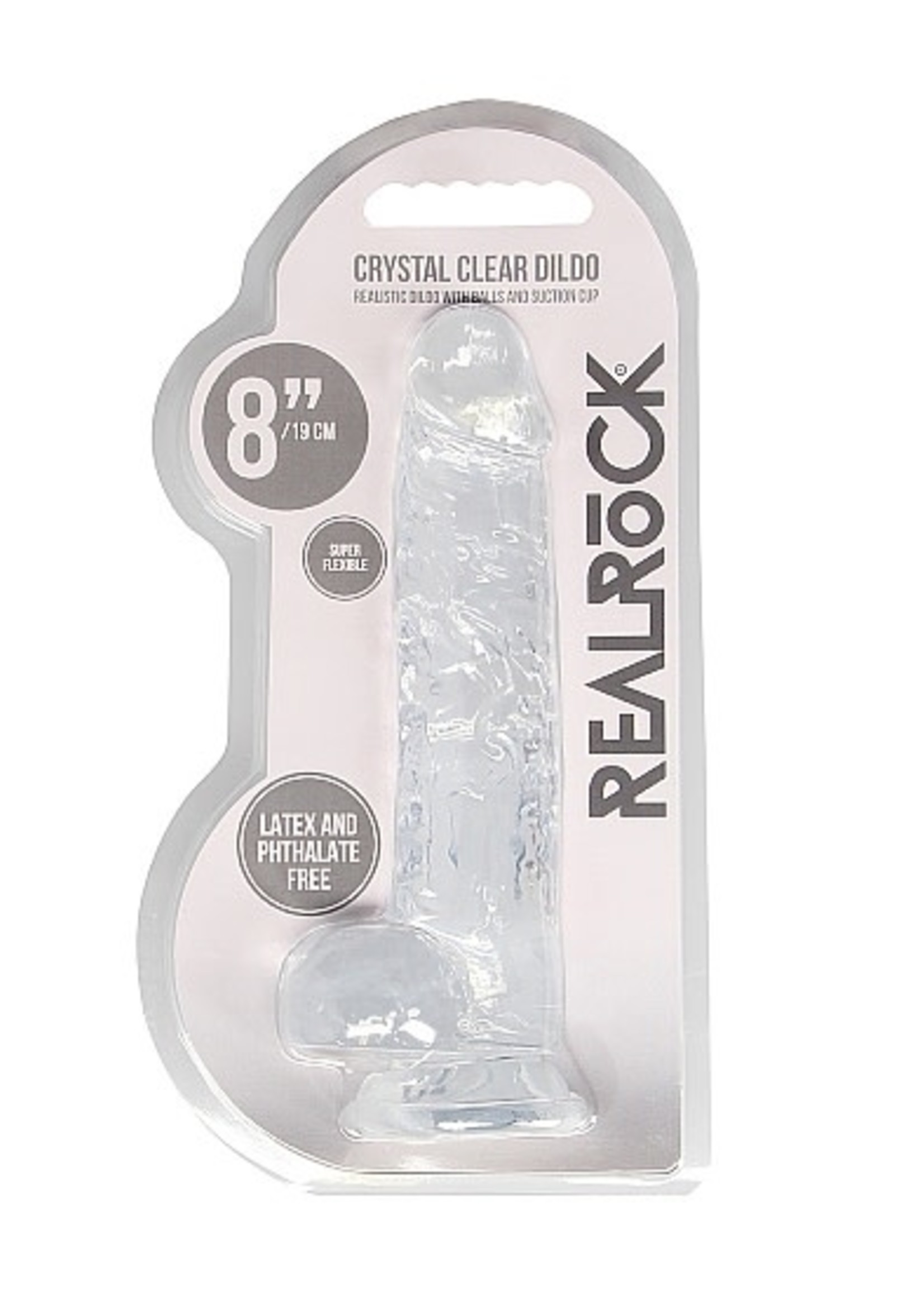 Realrock by Shots Realistic dildo with balls 8" transparent