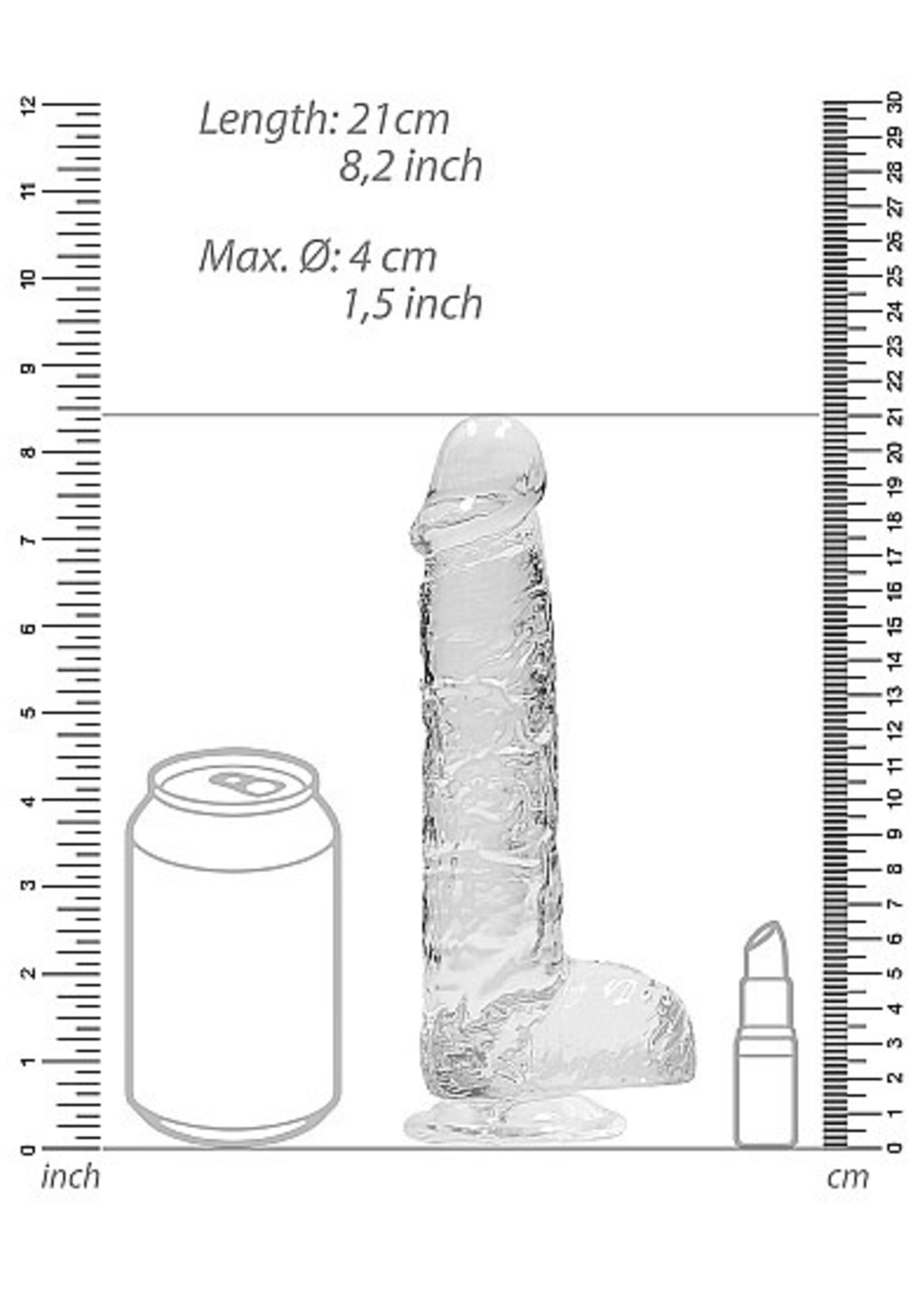 Realrock by Shots Realistic dildo with balls 8" transparent