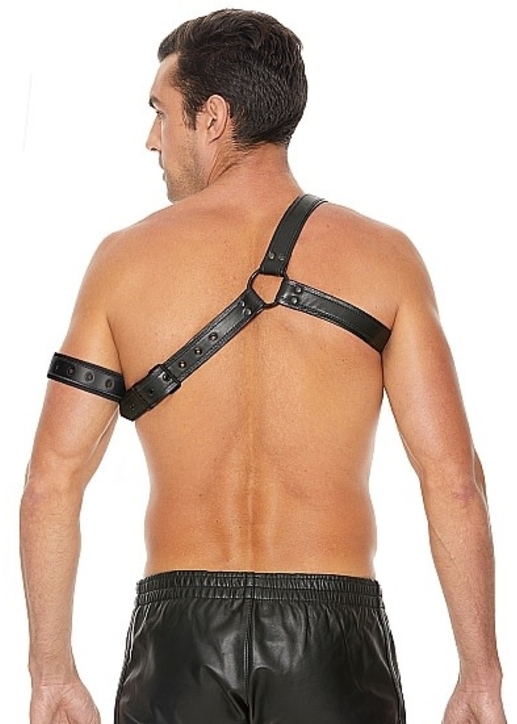 Ouch! Gladiator harness with armband leather black OneSize