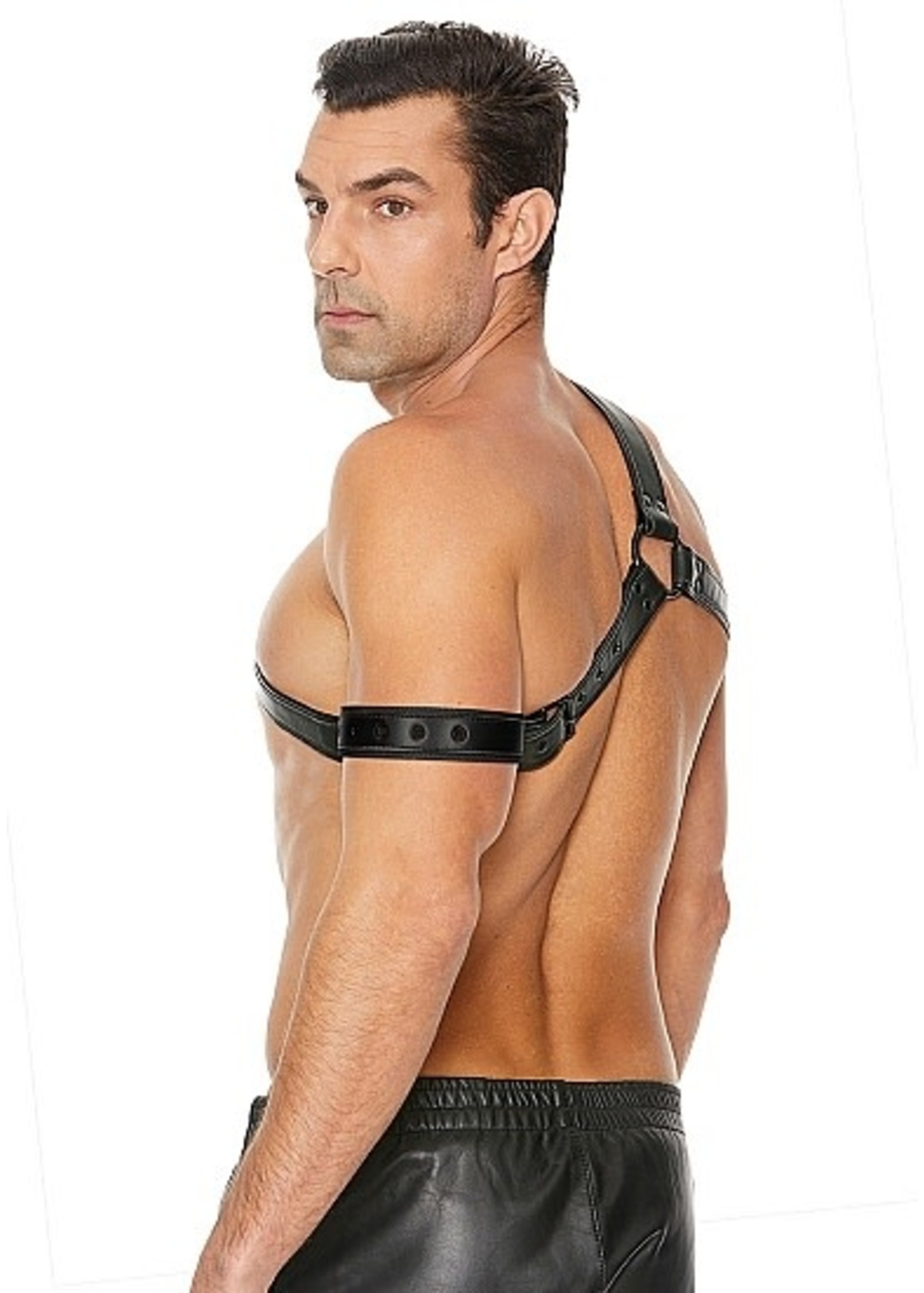Ouch! Gladiator harness with armband leather black OneSize