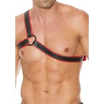 Ouch! Gladiator harness with armband leather black/red OneSize